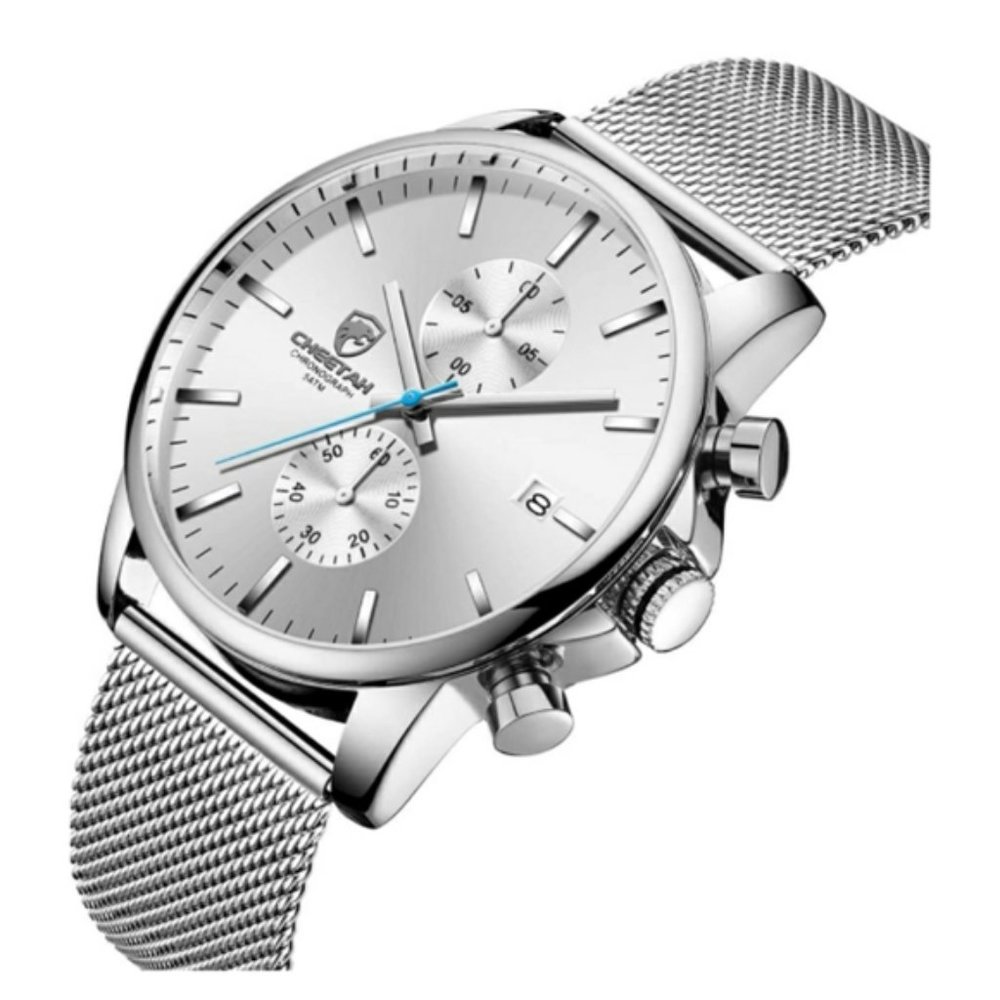 Men's Fashion Sport Quartz Analog Silver Watch - Picture 2 of 8